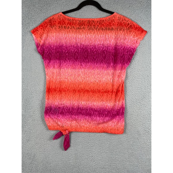 Lauren Ralph Lauren Womens Pink & Orange Top With Tie At Bottom Size M - Picture 2 of 8